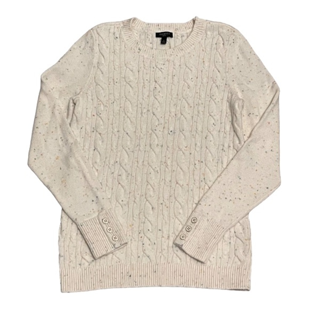 Talbots Tweed Cable Knit Crewneck Sweater Size Petite 0-2